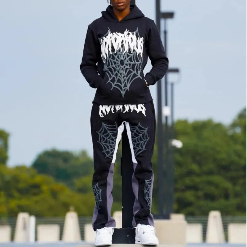 Sudadera con capucha con estampado de araña Y2k para hombre y mujer, estilo hip hop, chaqueta de manga larga, abrigos, top, sudadera con capucha holgada informal de otoño e invierno de estilo Harajuku