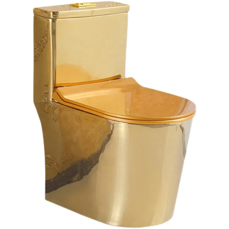 ~Inodoro de cerámica de color mudo para apartamento pequeño de estilo europeo, inodoro dorado de 8,0 pulgadas, inodoro de cañería grande, desodorante