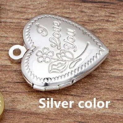 10 piezas de 18*22 mm de metal, latón, chapado en oro o plata, dijes de medallón con forma de corazón, colgante de medallón con foto para hacer joyas