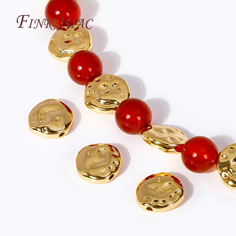 Cuentas espaciadoras irregulares chapadas en oro de 18 quilates, 13 x 4,5 mm, cuentas separadoras redondas de metal de latón para accesorios de joyería y abalorios
