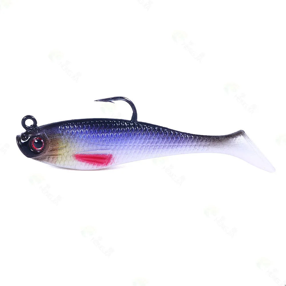 Sea Fishing Jigs Head Silicone Soft Bait 8cm-10g T tail Wobbler Fishing Lure Artificial Rubber Bait Swimbait Fishing Tackle