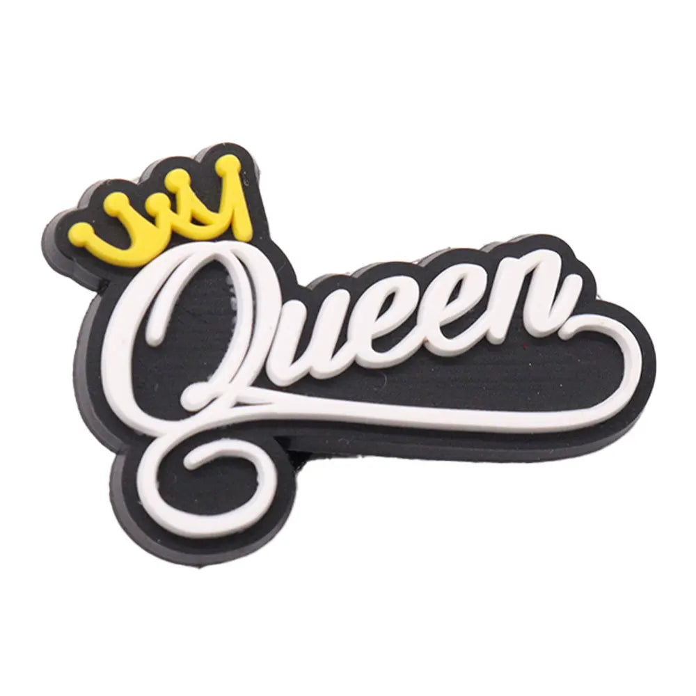 1 pieza de PVC negro para niña, sé amiga, mamá, vida, arcoíris, dijes para adultos, hebilla, zuecos, mezcla de decoraciones para zapatos, se adapta a la mochila
