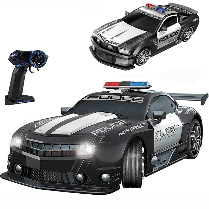 Voiture de police télécommandée 1/12 RC Drift 2,4 GHz Véhicule de course tout-terrain à grande vitesse avec lumières cool Jouets pour enfants Cadeau d'anniversaire pour garçons