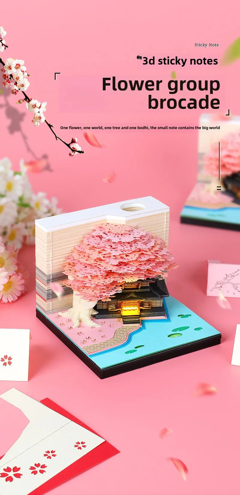 Treehouse 3D Desktop Calendar Sticky Notes Creative Crafts Souvenirs Paper Carvings Post-it Notes New Year Gifts Office Ornament
