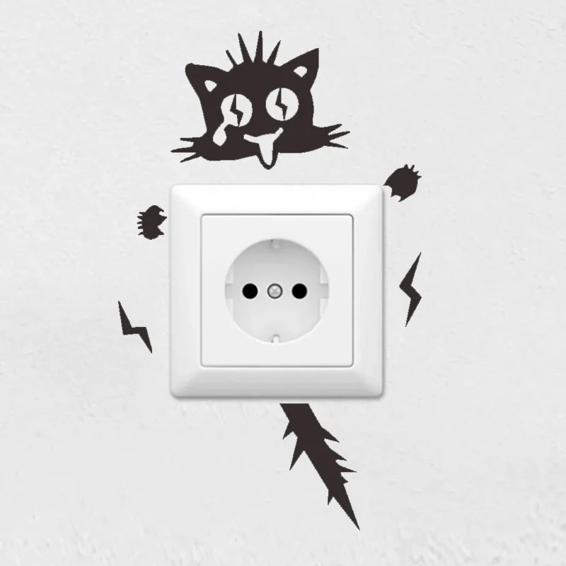 2Pcs/Set Cat Wall Sticker, Funny Cute Cat Switch Wall Sticker, Art Wall Stickers Art Murals, for Home Living Room Bedroom Decora