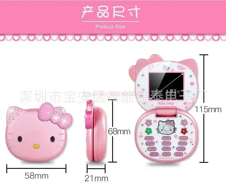 2023 New Kawaii Sanrioed Hello Kitty Flip Phone Cartoon Cute Little friends Taiml Mini Phone For Kids Toys For friends Gifts