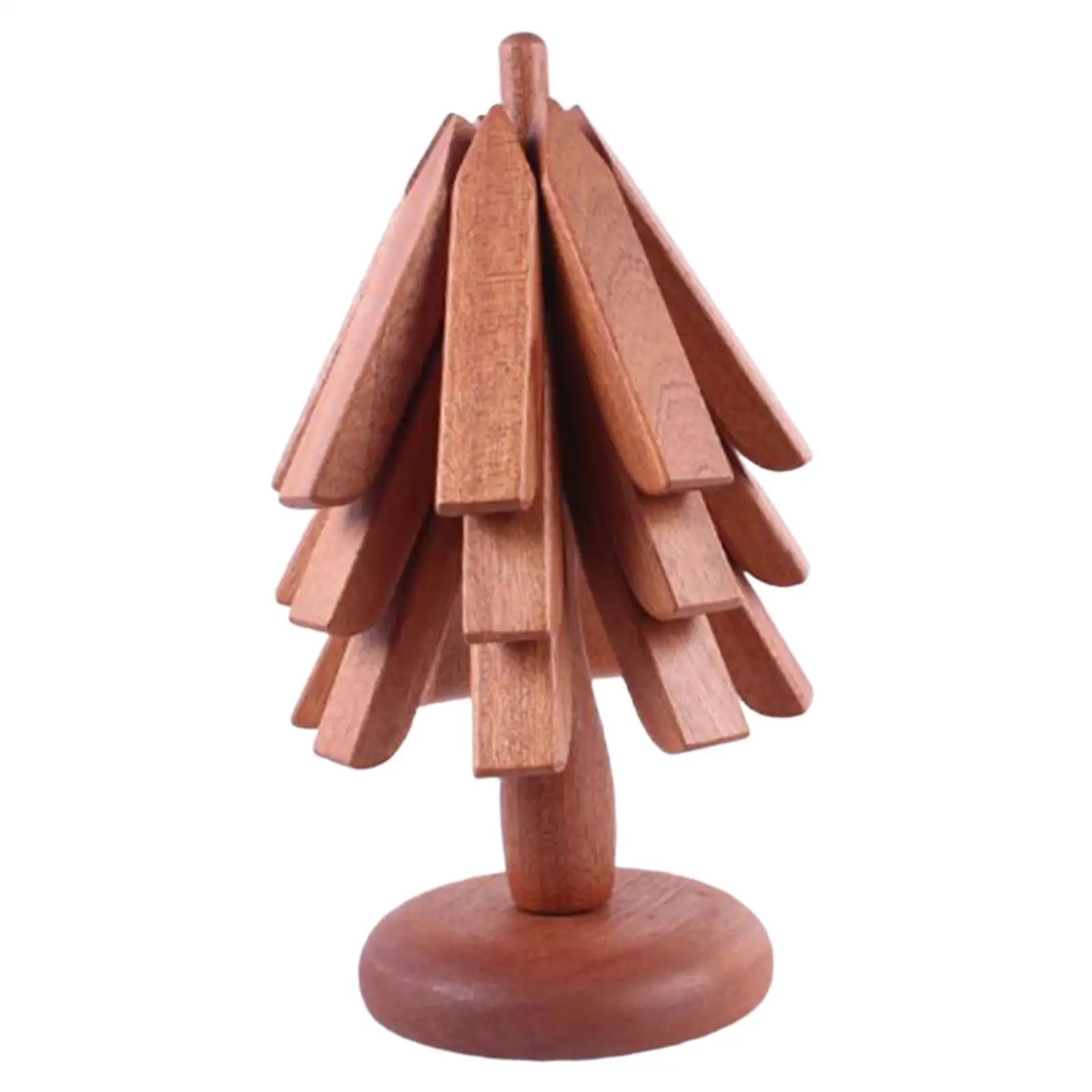 Salvamanteles de madera para platos calientes, juego de manteles individuales con diseño de árbol, posavasos plegables para platos, cuencos, teteras, decoración de mesa de cocina