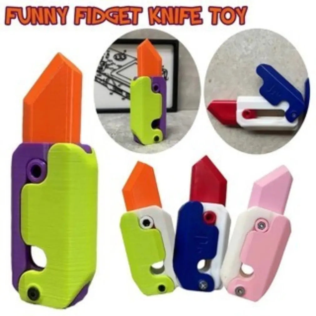 2023 Hot Sales 3D Carrot Gravity Knifes Toys Decompression Push Card Toy 3D Printing Gravity Knife Carrot Knife Kids Toys Gifts
