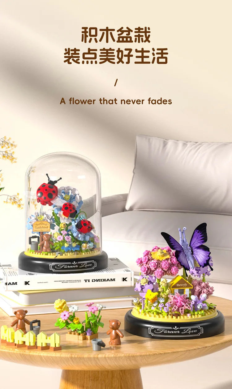 Adults Bouquet Flowers Micro Building Blocks Construction Set for Children Girl 9 to 12 Years Old Animal Insert Mini Bricks Toys