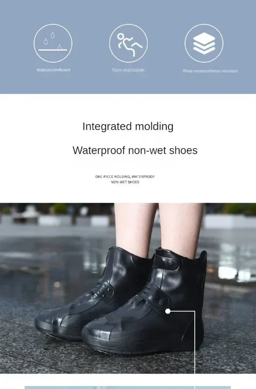 1 funda impermeable de silicona para zapatos, botas de lluvia de caña alta, protector antideslizante para zapatos, calzado grueso reutilizable para exteriores