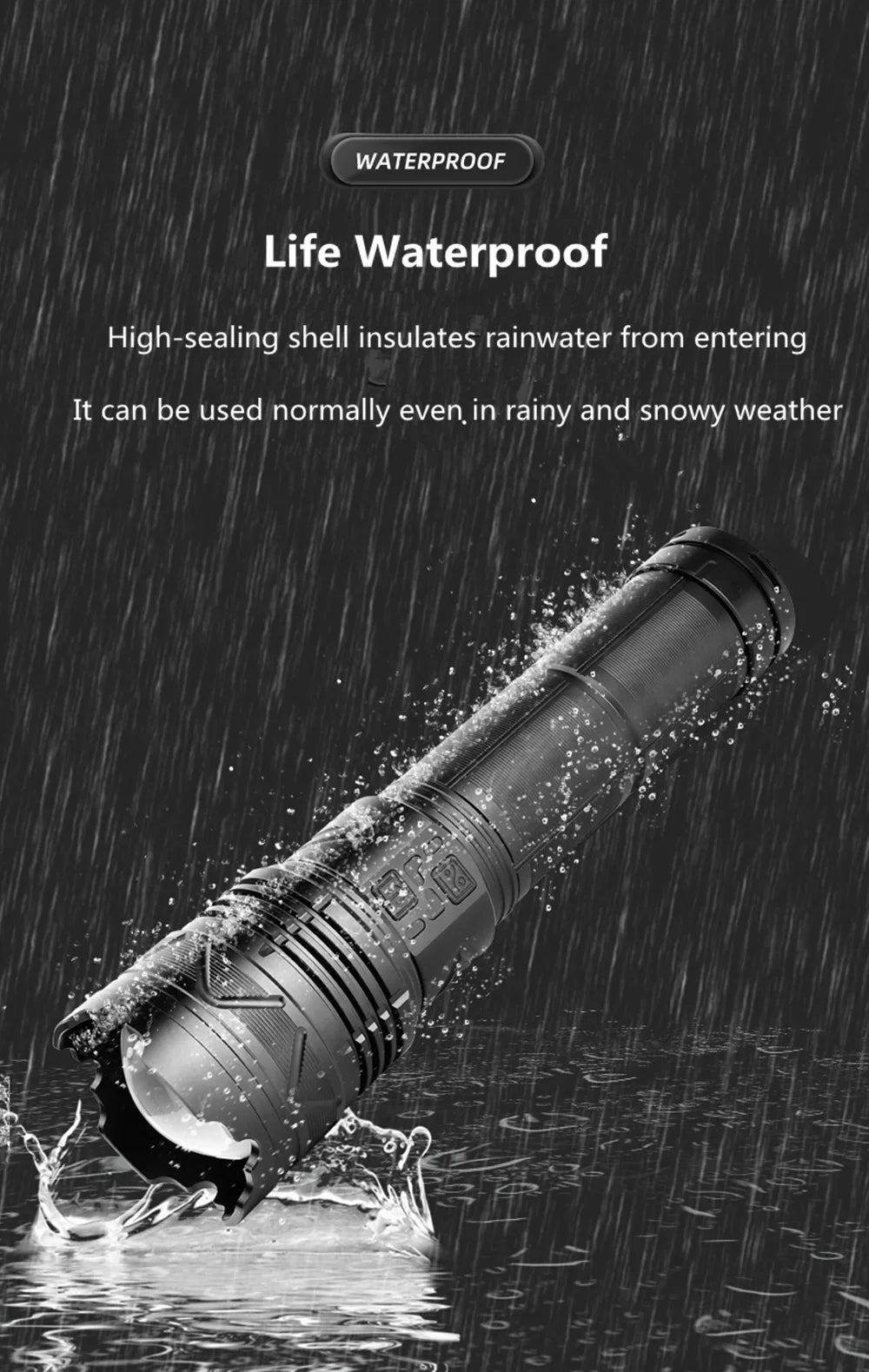 Powerful GT60 LED Flashlight Super Bright Long Range Torch Rechargeable Most Powerful Outdoor Tactical Hand Lamp Camping Lantern
