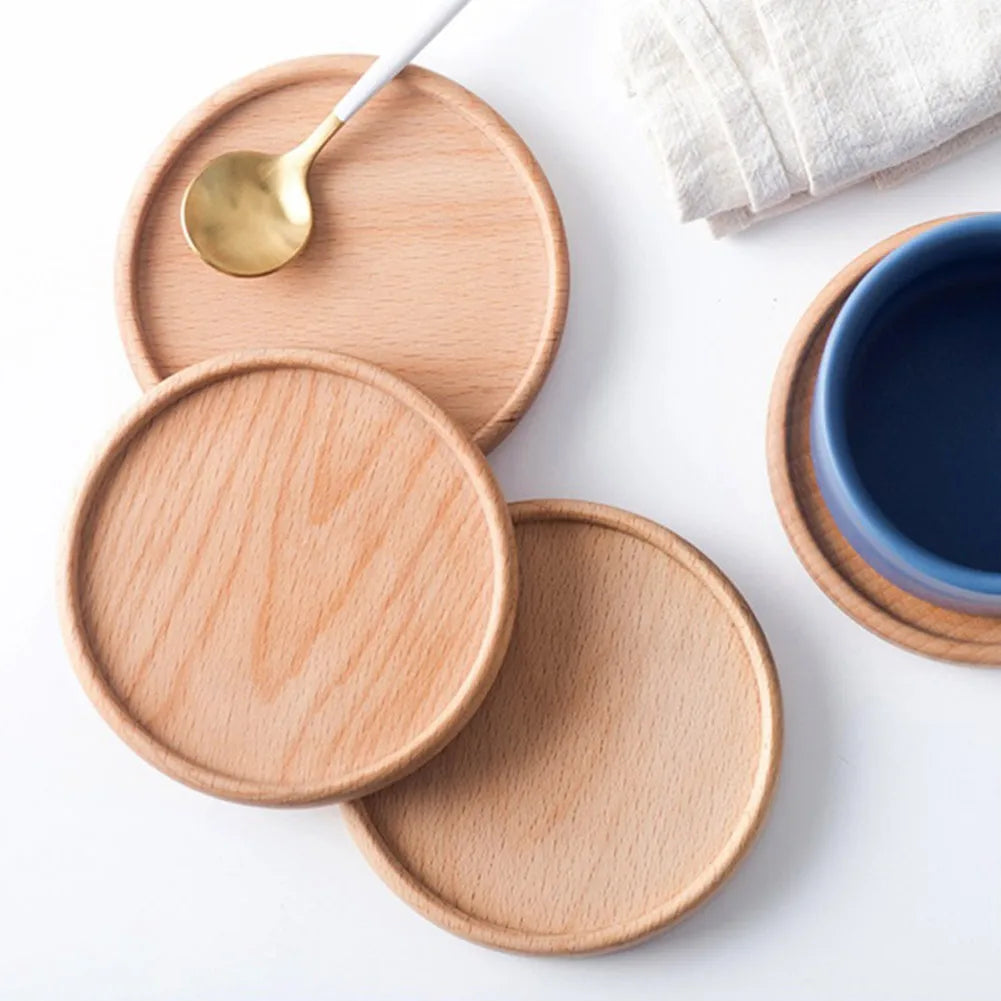 Posavasos de madera para tazas de té y café, duradero, resistente al calor, redondo, tapete para tetera, vajilla aislante, soporte para tazas