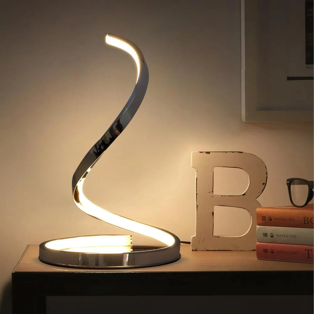 Table Lamp Set Of 2-Modern Spiral Bedside Lamps,12W Stepless Dimmable LED Touch Lamp,Nightstand Lamp for Bedroom, Living Room