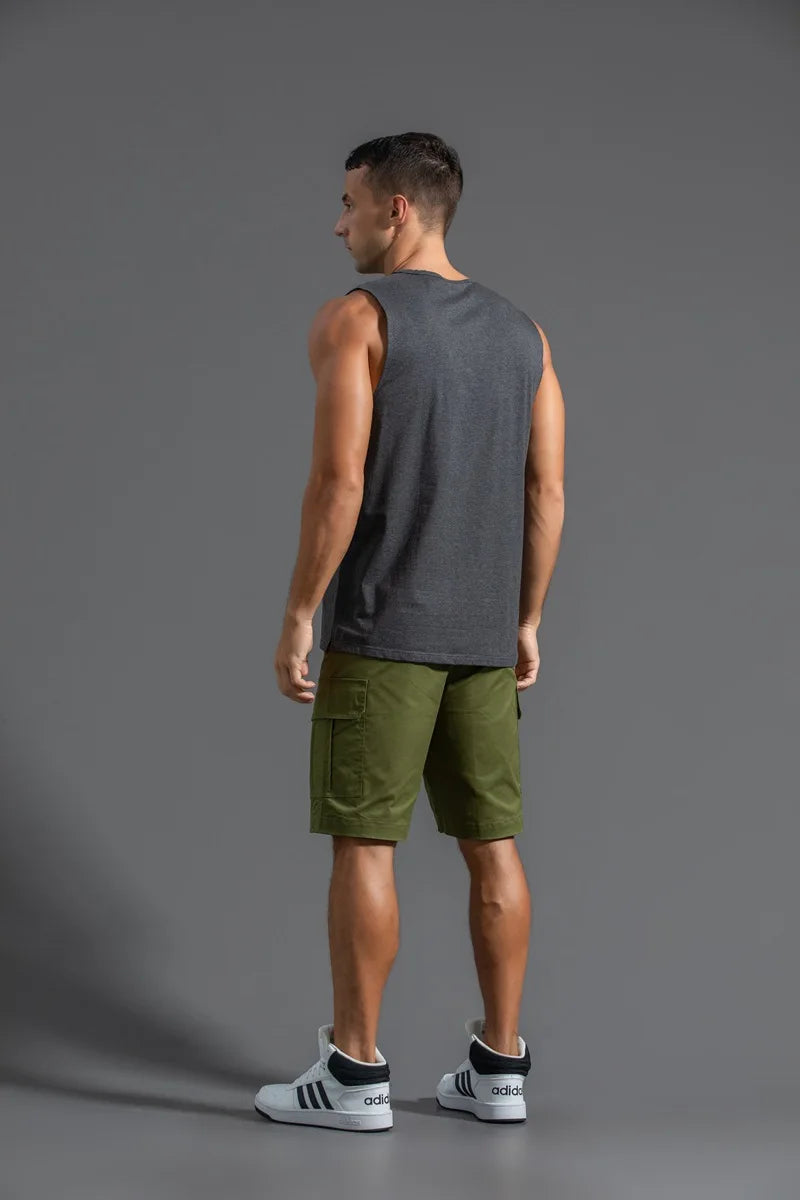 Plus Size Men's Sport Fitness Vest Cotton Trendy Sleeveless T-Shirt Shoulder Vest Casual Top Clearance Special Price