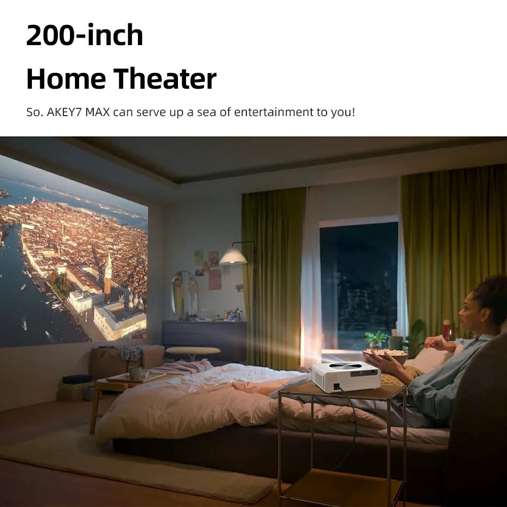 Proyector AUN Full HD de alto rendimiento Android TV 4K Cine en casa 3D Enfoque automático eléctrico 200 pulgadas Cine en casa WIFI AKEY7 MAX