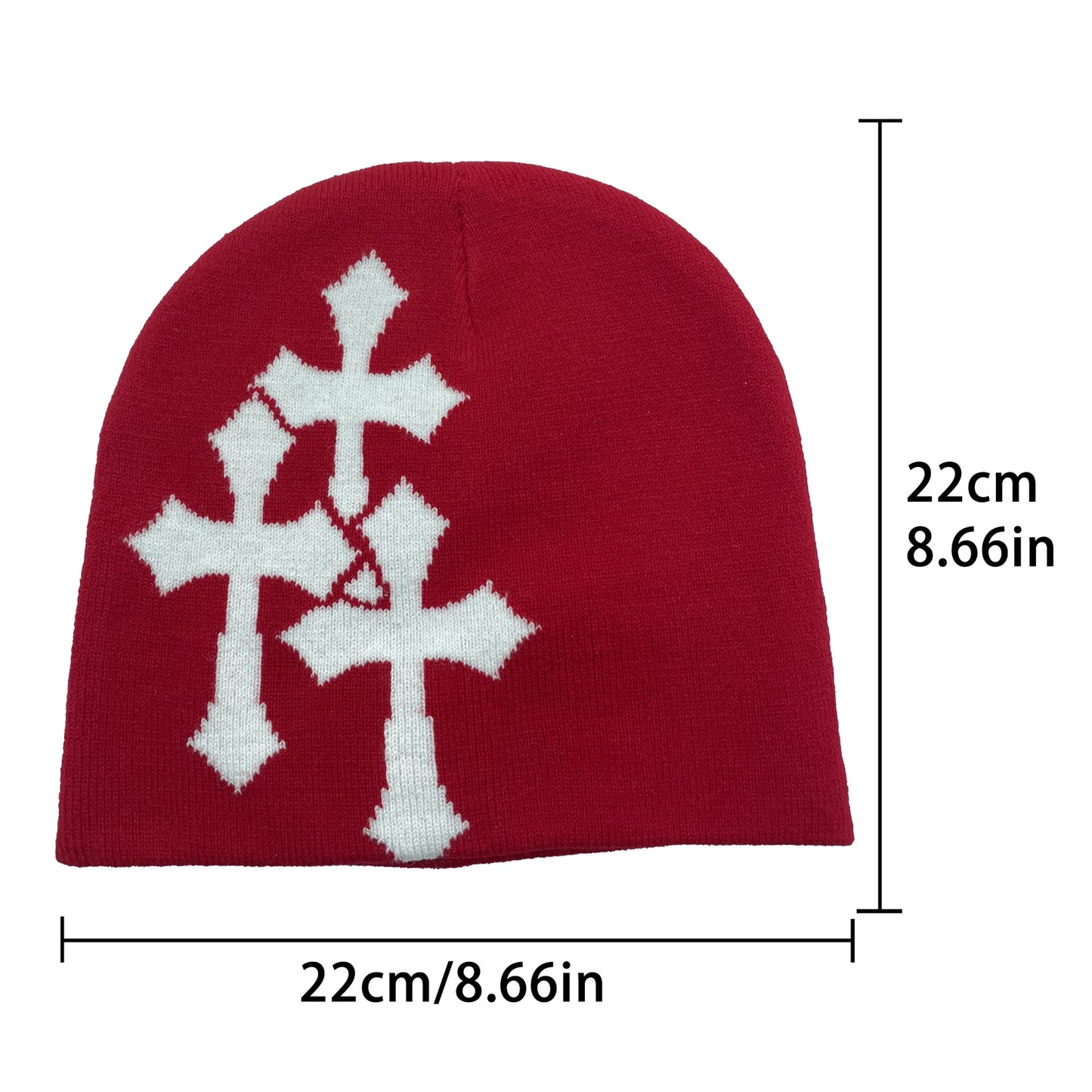Gorro de punto con jacquard y crucifijo Y2K, gorro de hip hop popular en Europa y Estados Unidos, gorro de moda de tendencia callejera para adultos