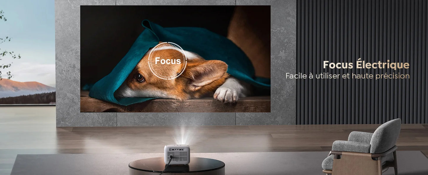 【Enfoque eléctrico】 Miniproyector Android, YABER L1 Proyector de video de 20000 lúmenes 5G WiFi Bluetooth, compatible con proyector portátil P