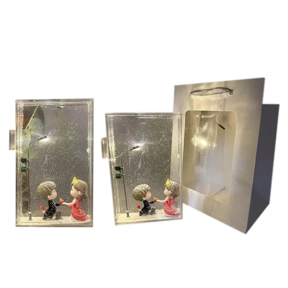 Snowy Night Flowing Small Night Light Street Light Snow Simulation Kids Toy Diy Material Package Toy Snowman Doll Christmas Gift