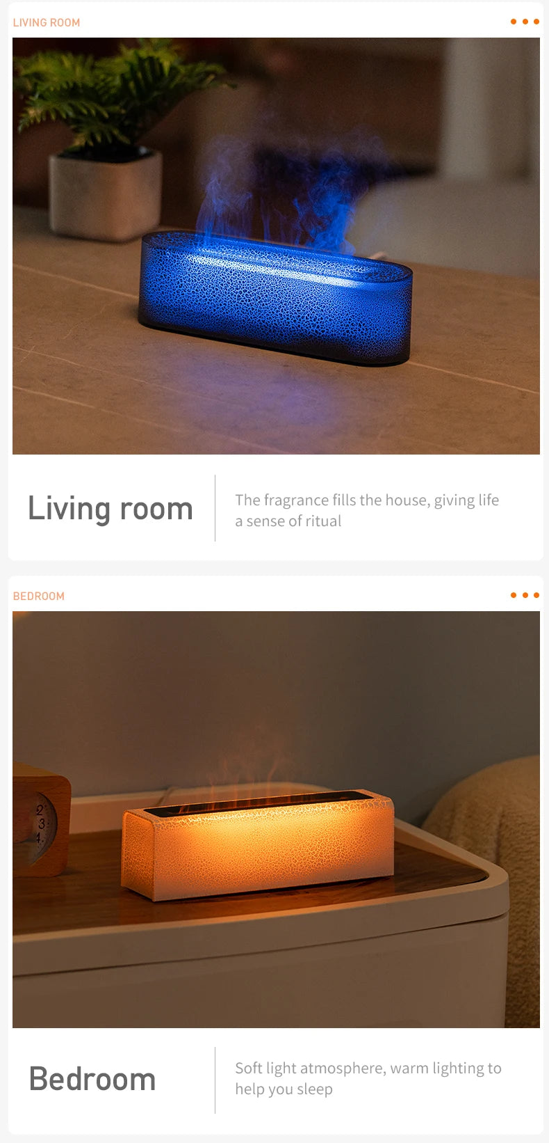 Vissko 7-Colorful Flame Diffuser USB Air Humidifier Aromatherapy Essential for Bedroom Yoga Home Oil Diffuser Fragrance Diffuser