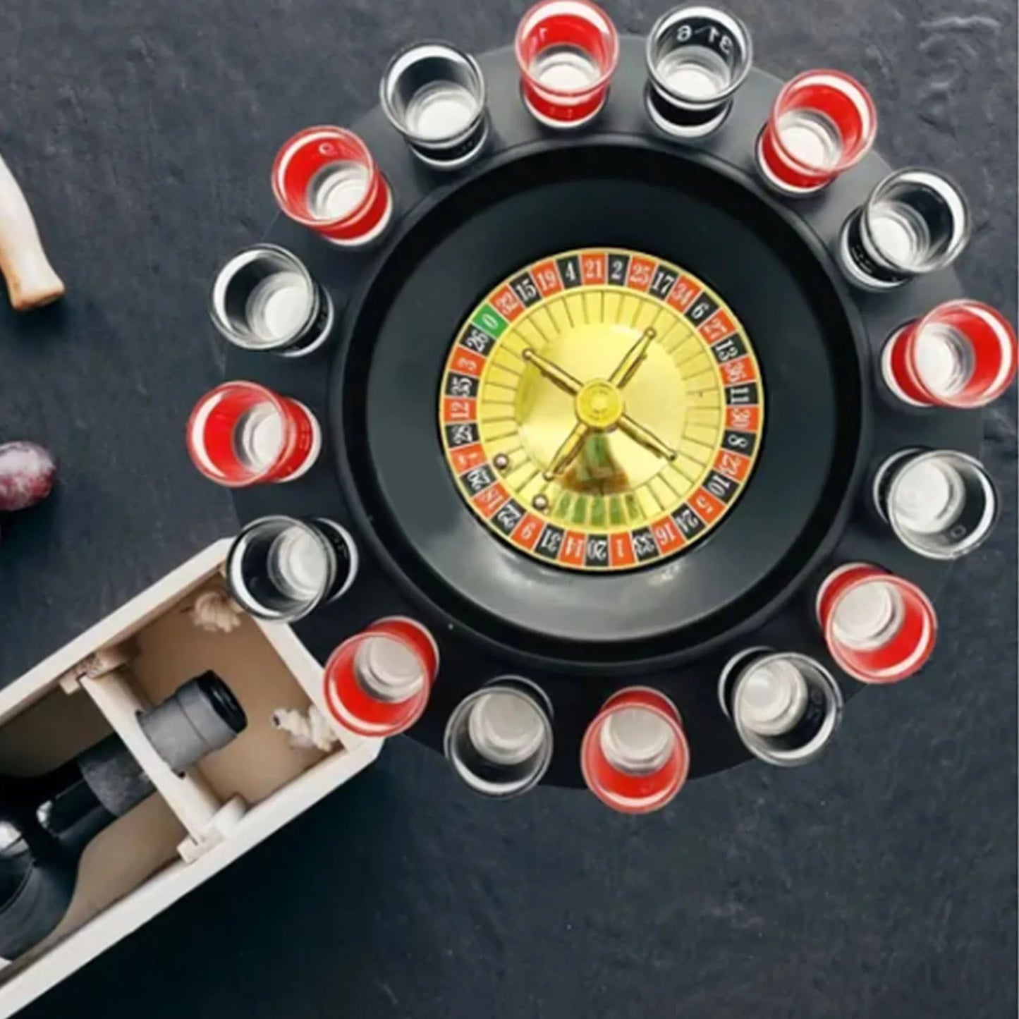 Vasos de chupito de 16 agujeros, copas de vino, juego de ruleta, juego de juegos para beber para fiestas, juego de ruleta de 16 chupitos, suministros para fiestas