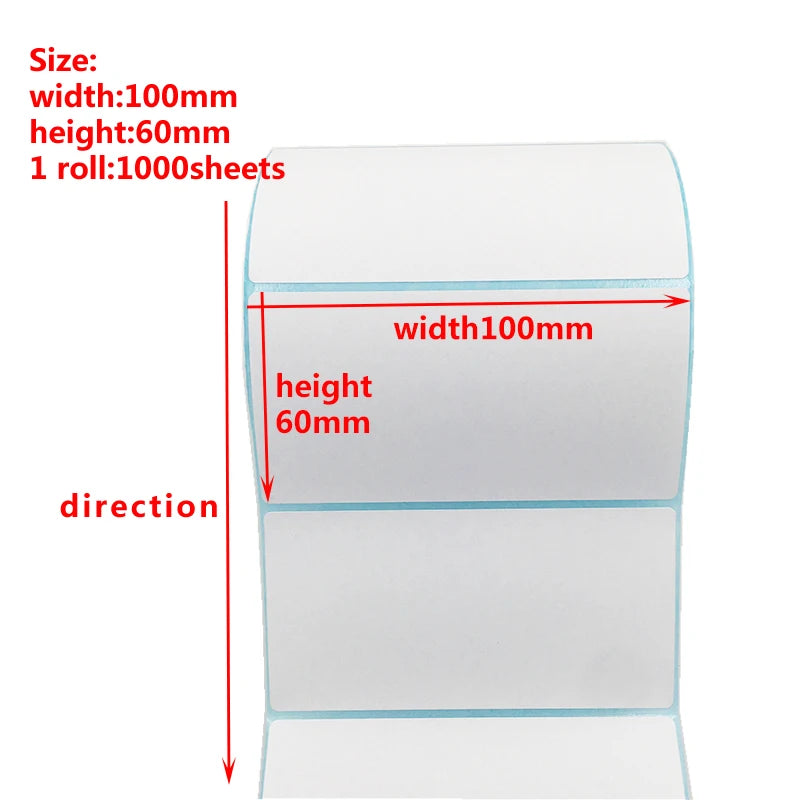 100mm Width Multiple Size Thermal Labels Paper Roll Stickers White Blank Labels For Thermal Label Self-Adhesive Paper Stickers