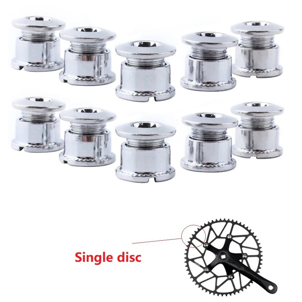 10 piezas de pernos para bielas de bicicleta, pernos simples, dobles y triples, tornillos de acero para platos y platos, tornillos para platos y tuercas, accesorios para bicicletas