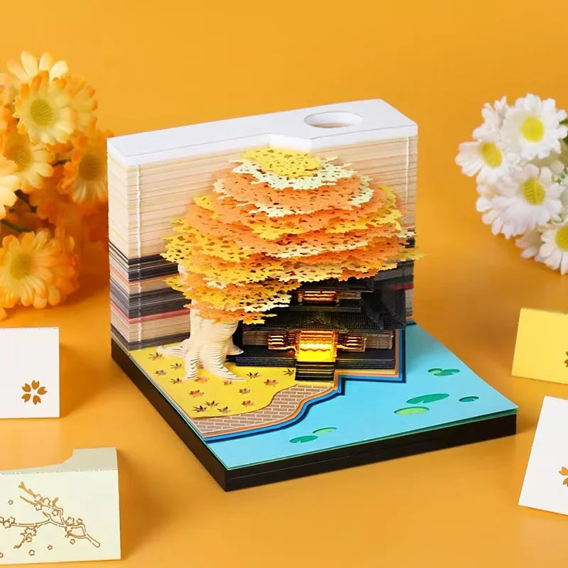 Treehouse 3D Desktop Calendar Sticky Notes Creative Crafts Souvenirs Paper Carvings Post-it Notes New Year Gifts Office Ornament