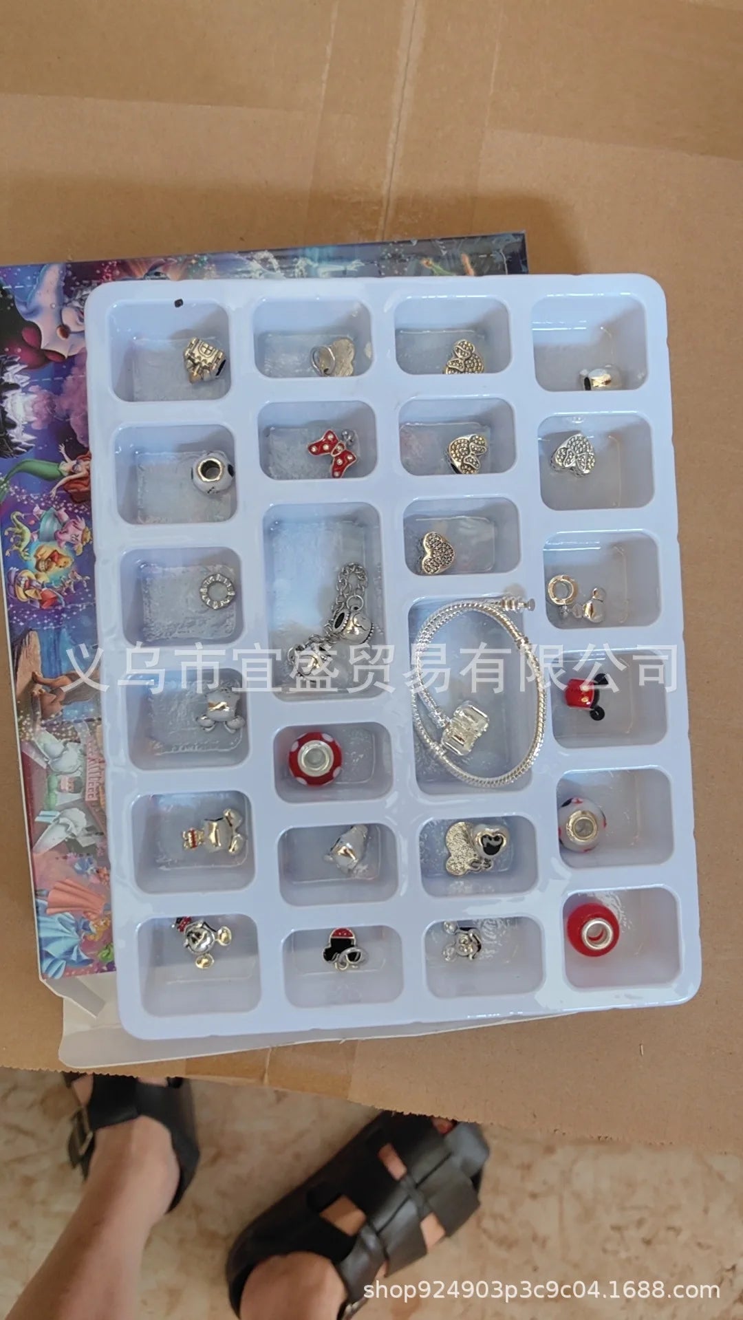 Stitch Mickey Christmas Advent Calendar Disney Bracelets 24 Days Xmas Countdown Calendar Diy Jewelry Making Kit Kid'S Gifts