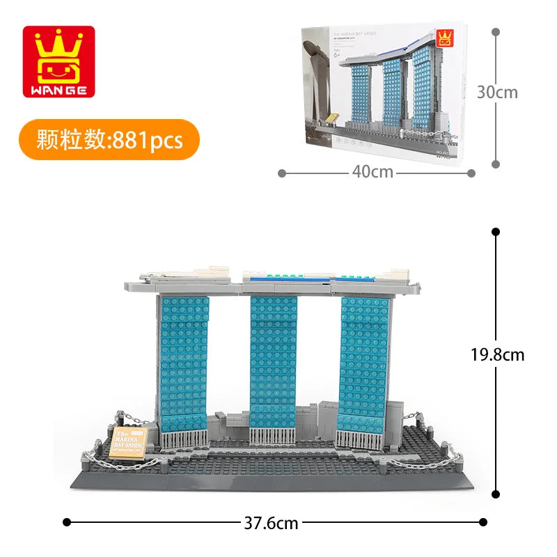 Wange Blocks World Architecture Building Bricks Trevi Fountain Model Pyramid Educational Toys for Children Gifts 4210-4224