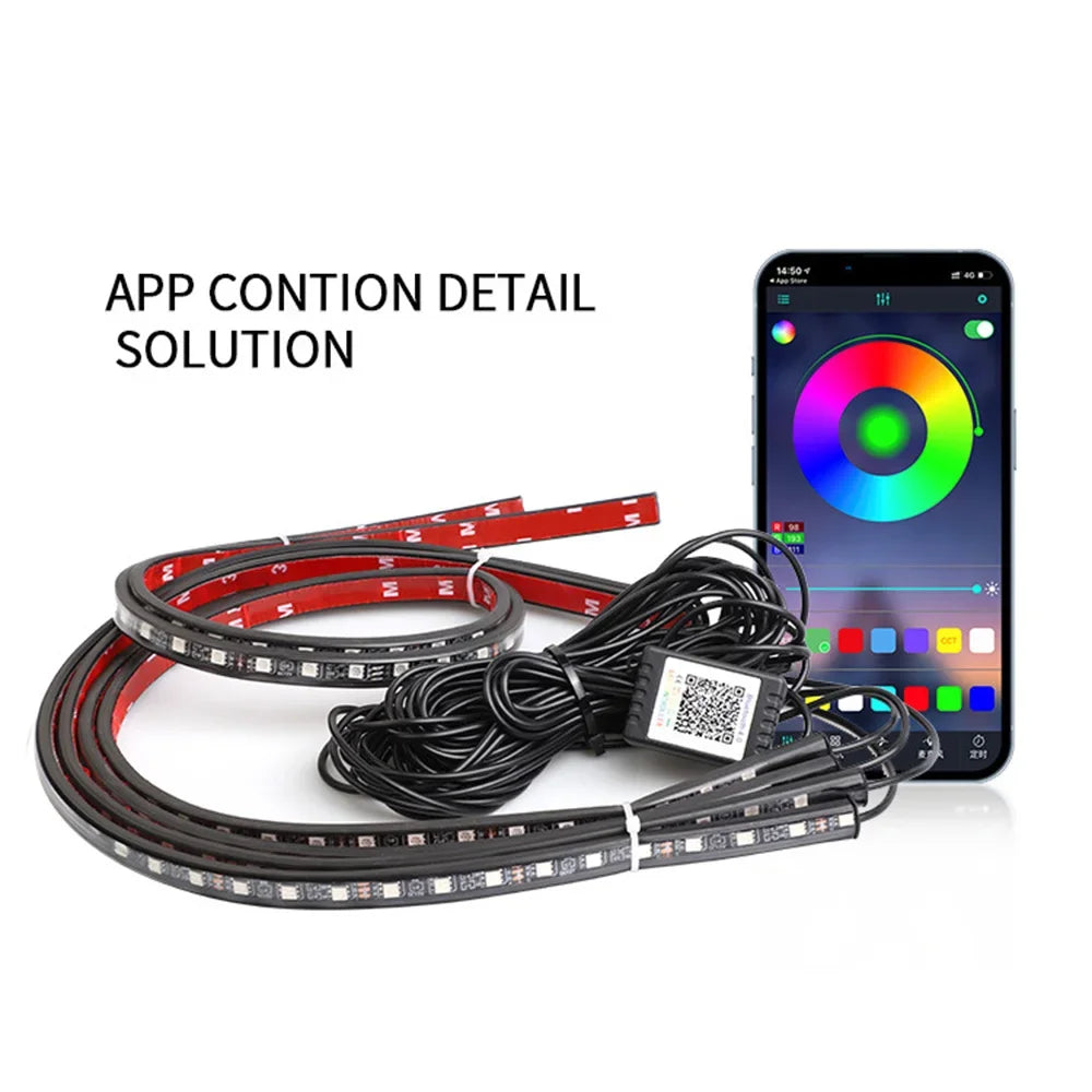 Attractive Car Atmosphere Lights, Colorful Chassis Light, LED Lights Strip Modified, Bluetooth APP Decorative Light Strip