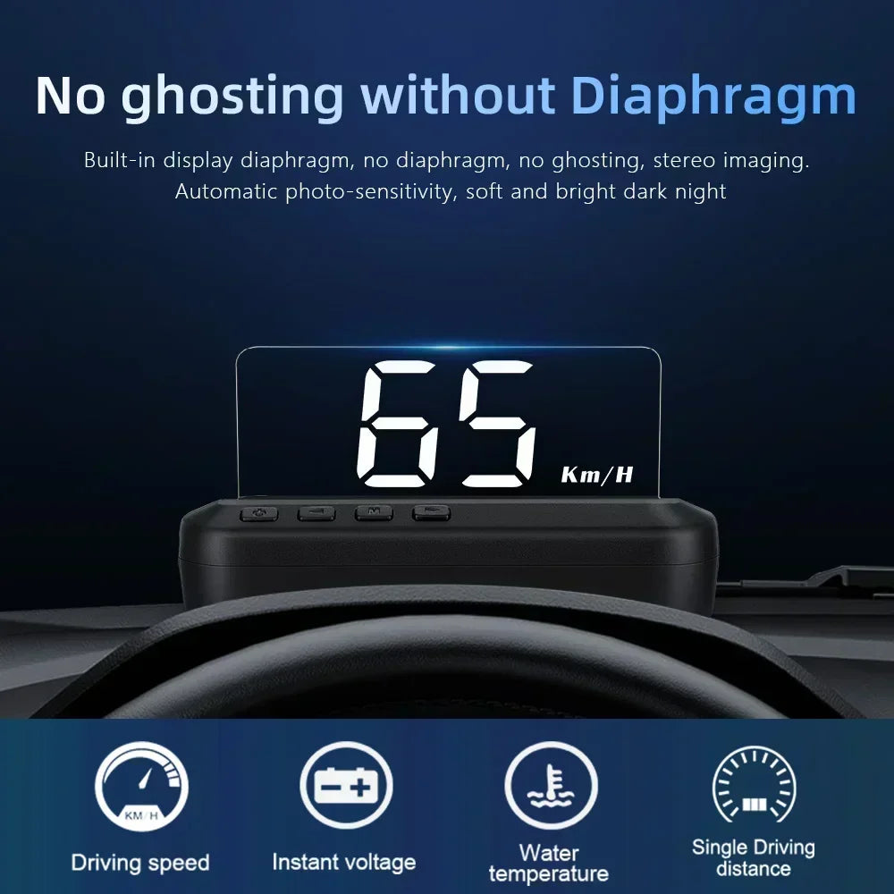 Smart Head Up Display OBD2 GPS Digital Speedometer Direction System Tachometer Projector Water Temp Voltage Turbo Security Alarm