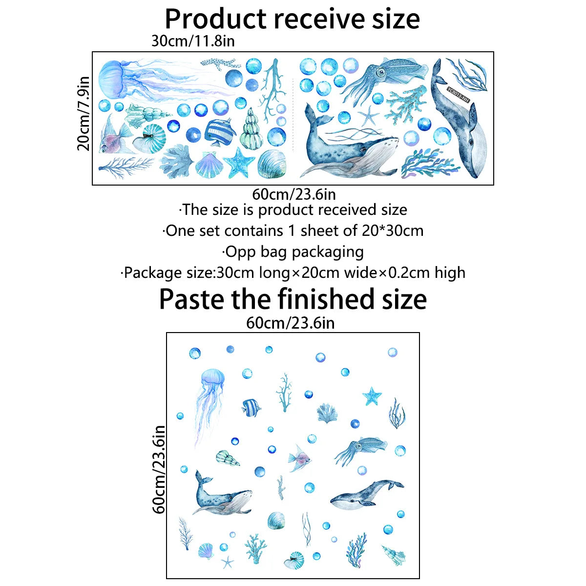 1 juego de pegatinas de pared luminosas de animales marinos azules autoadhesivas a prueba de fecha y desmontables para decoración de habitación de niños