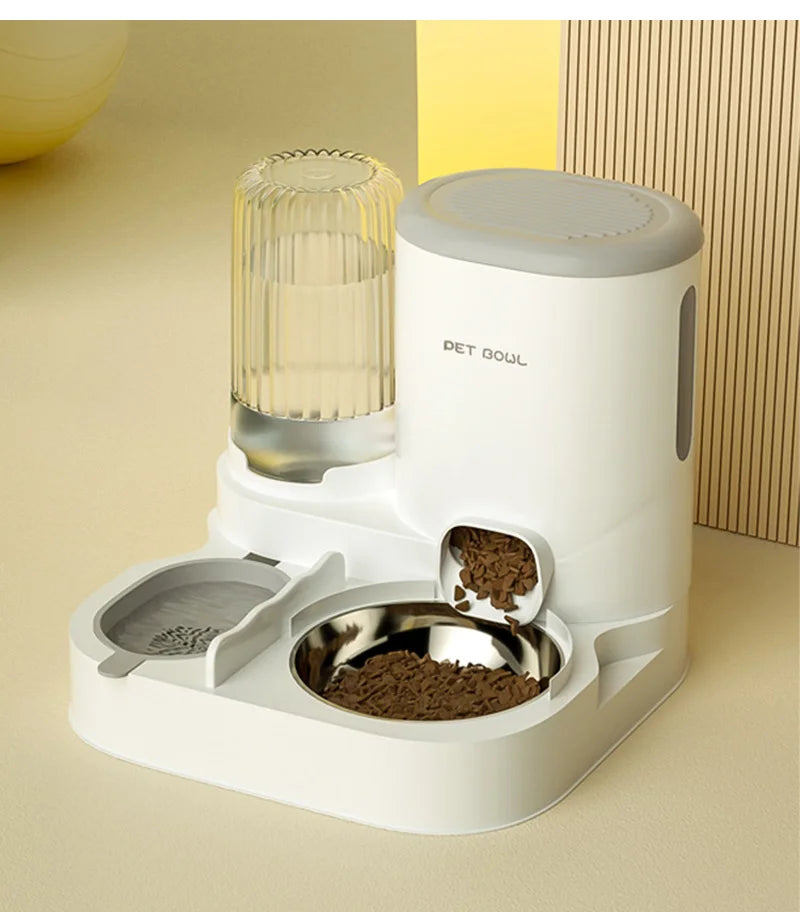 Comedero automático para gatos, cuenco de comida para gatos de gran capacidad con fuente de agua, dispensador para perros pequeños y gatos, contenedor de almacenamiento de alimentos