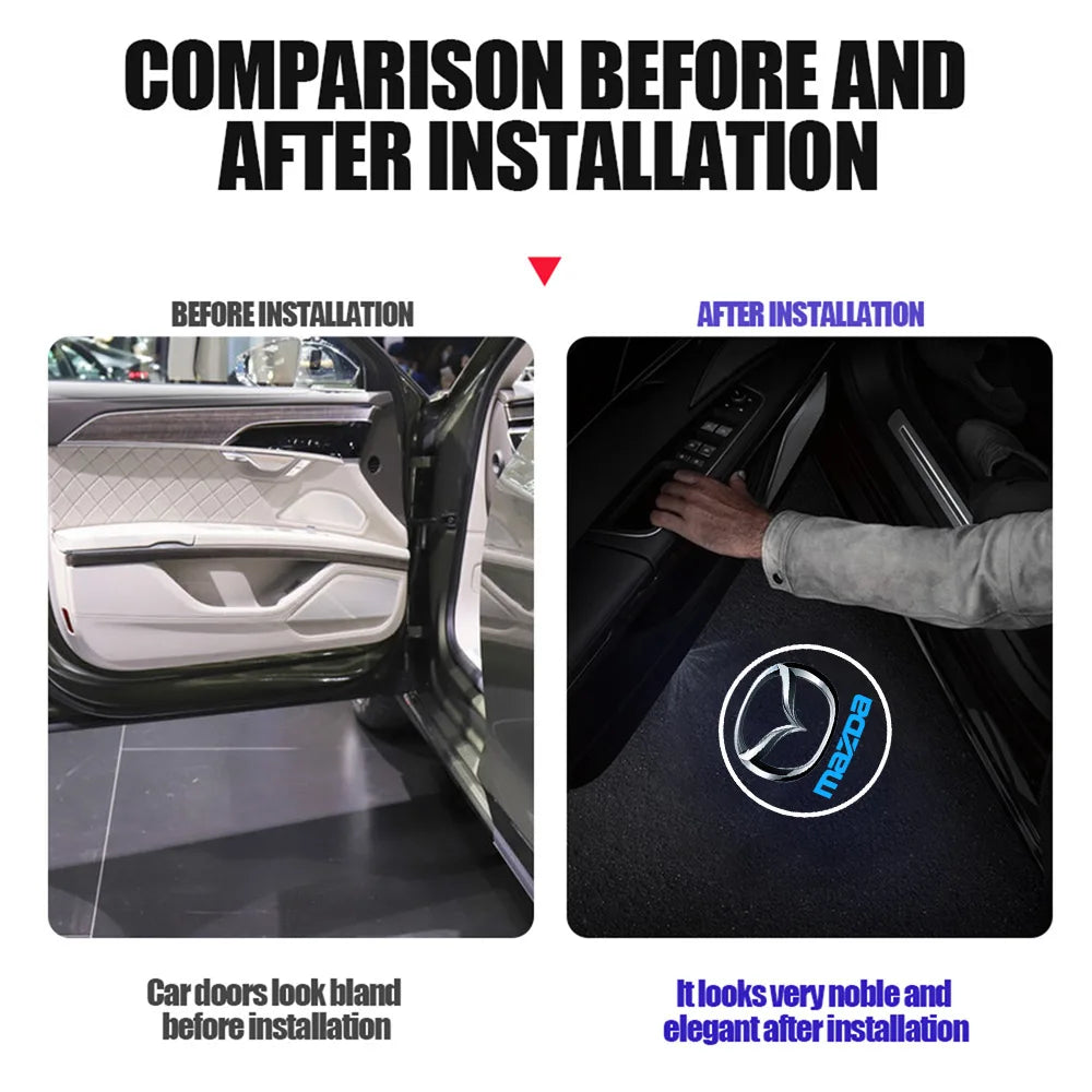 1/2pc Magnetic LED Car Badge HD Wireless Welcome Light Laser Projector Auto Accessories For Mazda Axela Atenza MS Speed CX-3 MPS