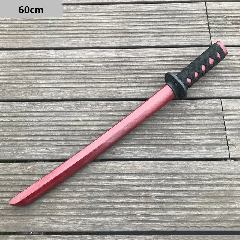 60cm Demon Katana Wood Sword Cosplay Performance Props Ninja Sword Toy For Children Aikido Wooden Knife