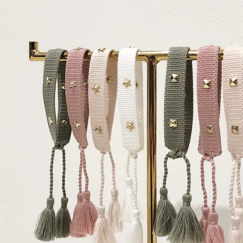 Pulsera tejida de la amistad para mujer con pequeñas estrellas Pulseras de joyería apilables de verano Regalos para hermanas