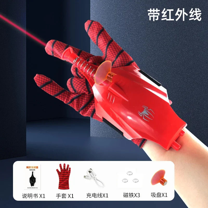 Spiderman Launcher Web Shooters Wrist Launcher With Infrared Aiming Soft Bullet Gun Suction Cup Ejection Toy Children's Gift