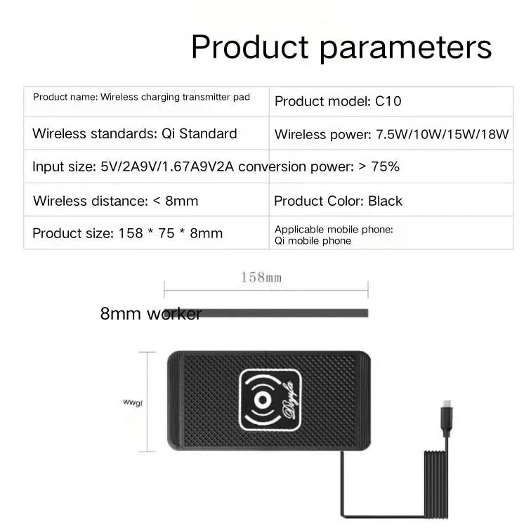 Alfombrilla de silicona antideslizante 2 en 1 de 15 W para salpicadero de coche, soporte de carga rápida, cargador inalámbrico Qi, base de carga para iPhone y Samsung