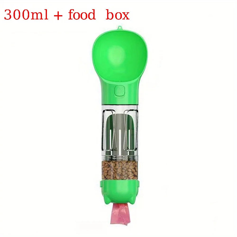 Botella de agua portátil multifunción para perros, comedero para mascotas, cuenco para beber de viaje, dispensador de excrementos, botella de agua para cachorros a prueba de fugas