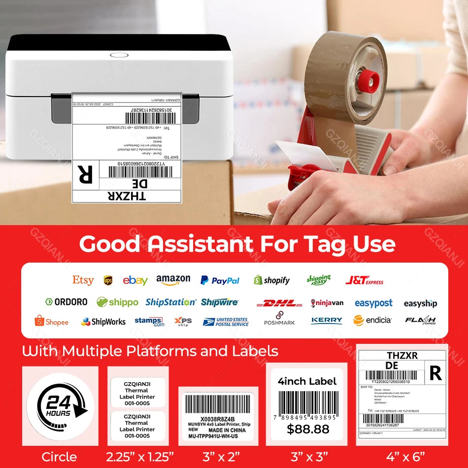 Impresora térmica de etiquetas X-Printer D463B de 80 mm, máquina para fabricar etiquetas de envío de 110 mm, USB, Bluetooth, impresión de códigos de barras de 3 o 4 pulgadas