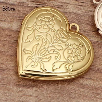 BoYuTe (10 Pieces/Lot) Metal Brass 30MM Heart Shaped Floating Locket Pendant Can Open Photo Locket Jewelry Accessories