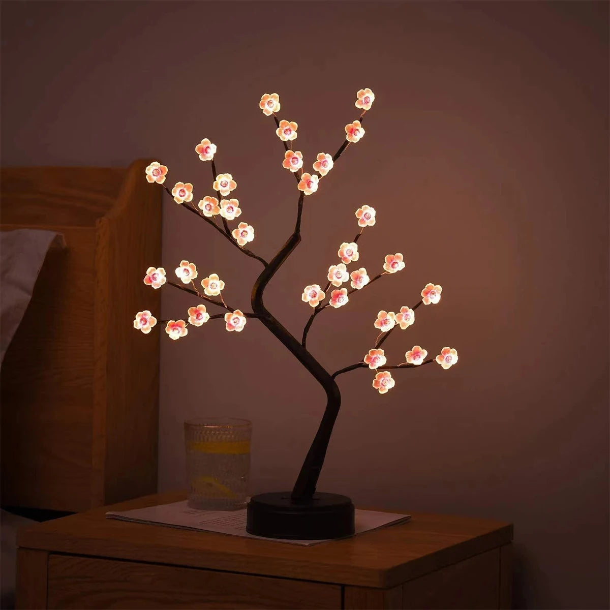 36/72/108 Bonsai Tree Led Lamp Table Usb Room Fairy Bedside Light 8modes Wire Bedroom Tabletop Night Switch Lights Christmas Diy