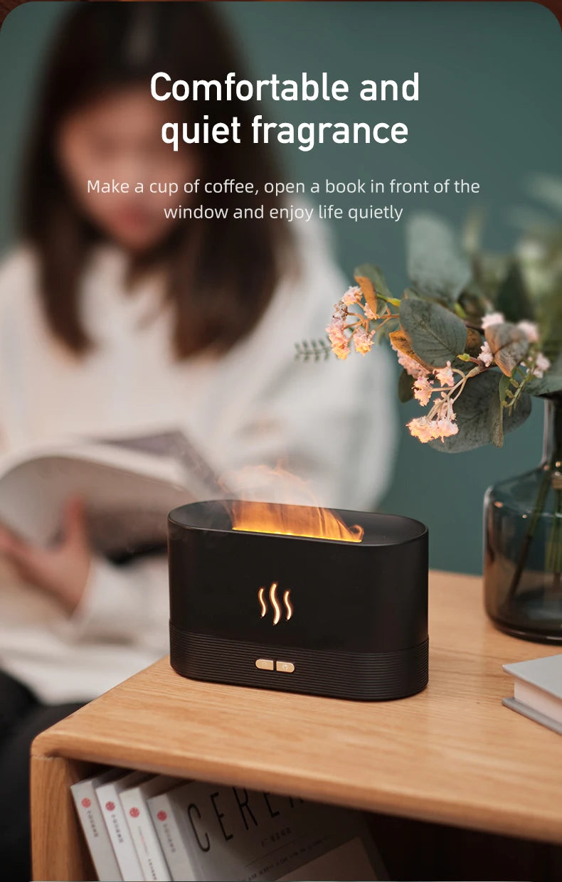 Vissko Aroma Diffuser 180ML Air Humidifier Ultrasonic Aromatherapy Cool Mist Maker Essential Oil Flame Lamp Difusors For Home