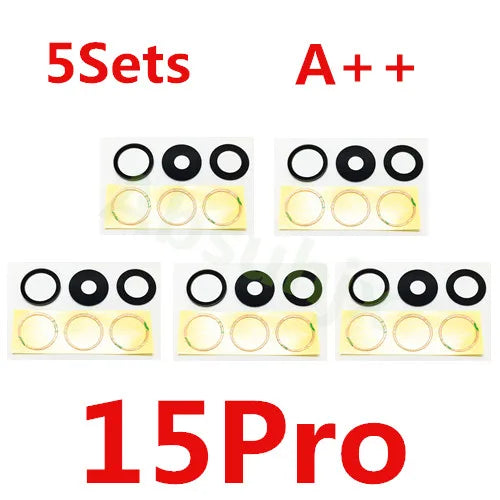 Absuhjx 5sets A++ Back Camera Glass Lens for iPhone 11 12 13 Pro Max 13Mini 14 14Plus X XS XR Rear Cam Holder