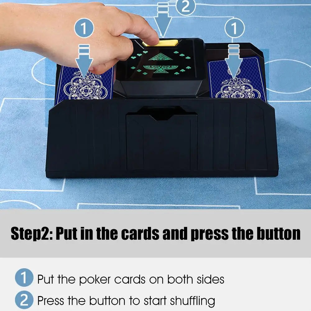 timing Auto Playing Cards Shuffle Electric Poker Shuffler Machine Battery Operated Poker Playing Tool Holds 1-2 Decks of Cards