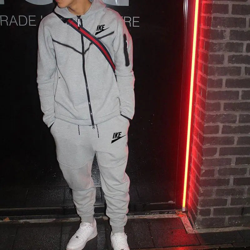 2024 Men's Leisure Sportswear For Men Spring And Autumn New Outdoor Hooded Windbreaker Jacket And Sweatpants Two-piece Set