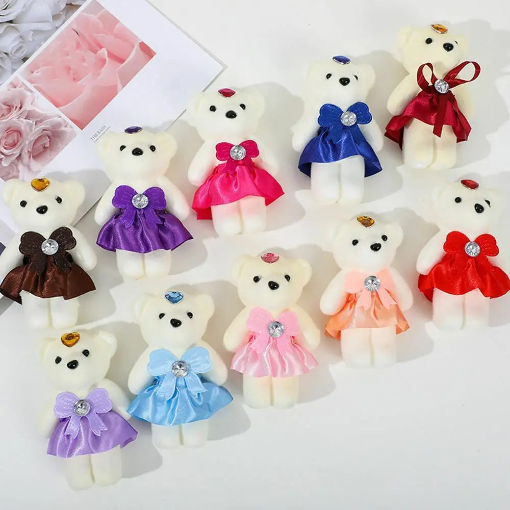 10 piezas de ramo de flores de oso de San Valentín, muñeco de peluche de dibujos animados, ramos de osito de peluche, regalos de graduación, cumpleaños, bodas, decoración de fiesta
