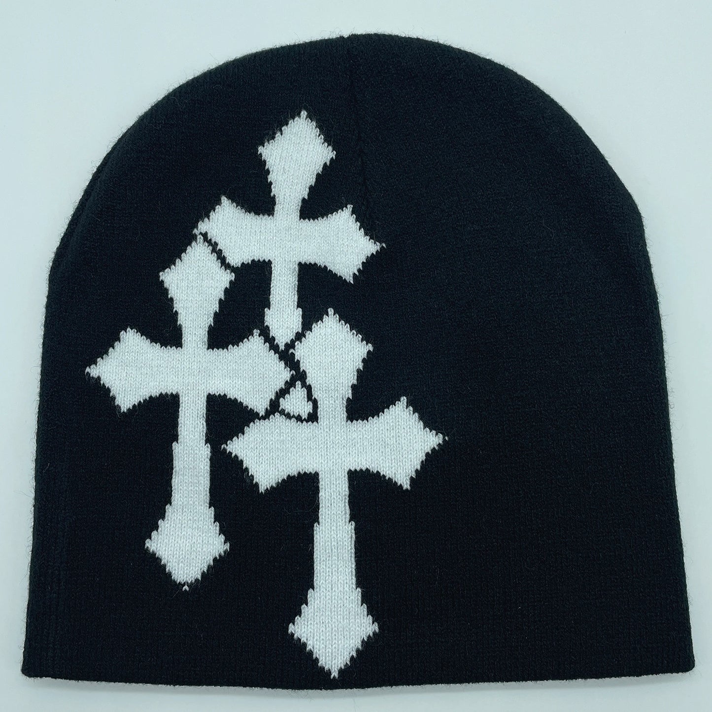 Gorro de punto con jacquard y crucifijo Y2K, gorro de hip hop popular en Europa y Estados Unidos, gorro de moda de tendencia callejera para adultos