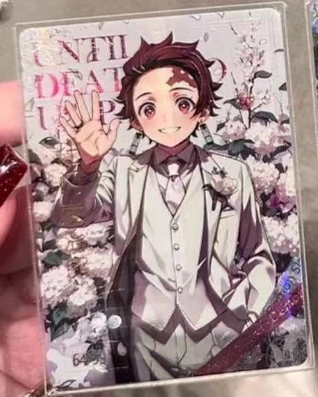 Anime Demon Slayer Kamado Tanjirou Kochou Shinobu Iguro Obanai Kanroji Mitsuri Rare Collectible Cards Birthday Gifts Kid Toys