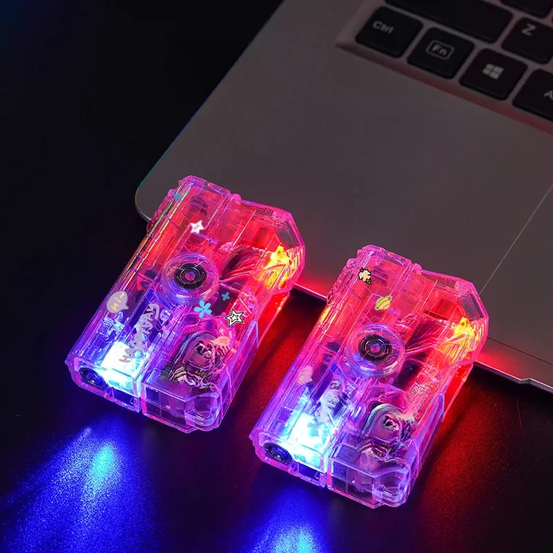2-in-1 Luminous Fingertip Spinner Folding Lighter Transparent Rotating Decompression Windproof Lighter Men's Gifts